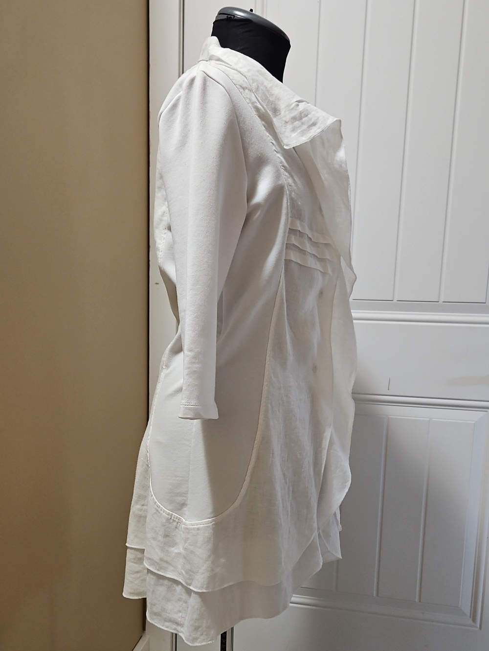 Yest White Linen/Cotton A-line Boho Chic Overshirt Blazer Size 4 - Picture 4 of 15